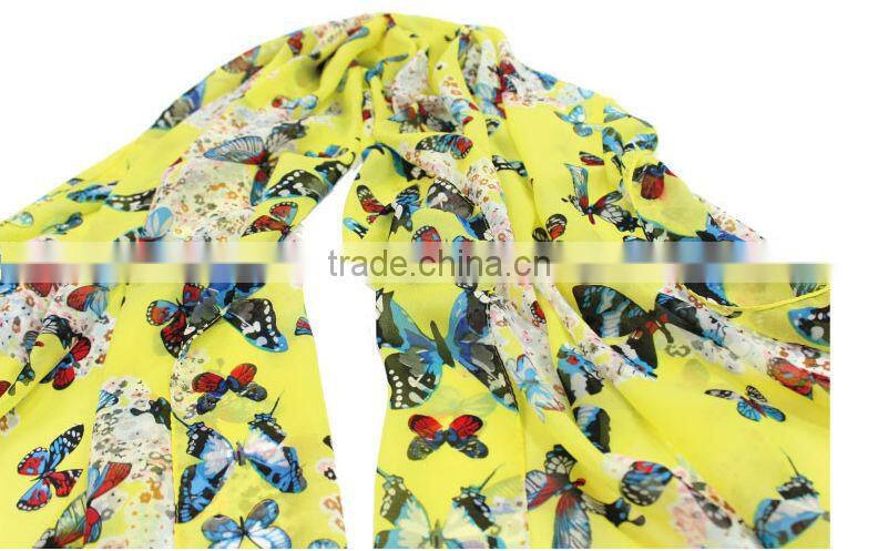 2014 New Fashion Lady Women Soft Butterfly Scarf Pashmina Shawl Wrap Large Print Stole Neck Warm