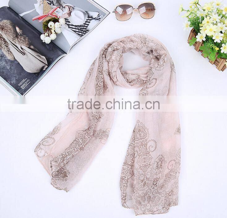 High quality Blue and White Porcelain Style Thin Section the Silk Floss Women Scarf Shawl