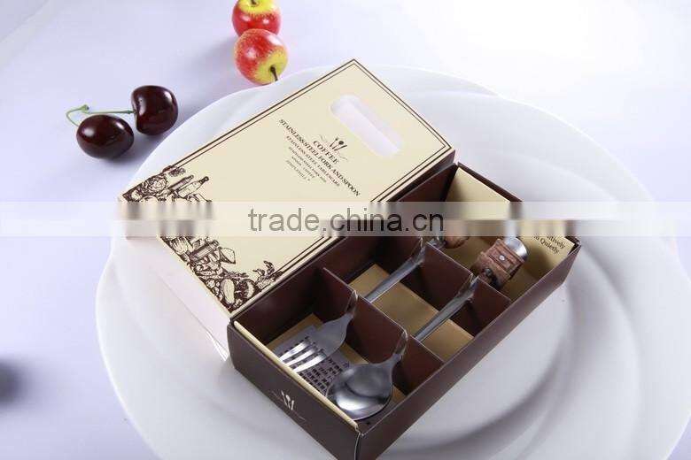 Custom design stainless steel dessert flatware sets with poly handle