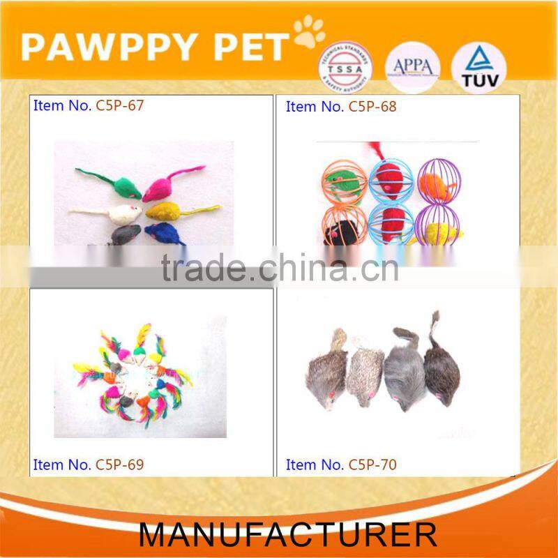 mouse sound interactive lifelike mice shape cat toy with fur and feather