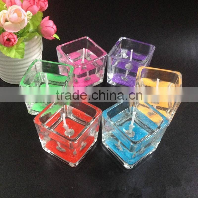 jelly candle,arts wax,fresh and romantic glass candle cup.Colorful candle