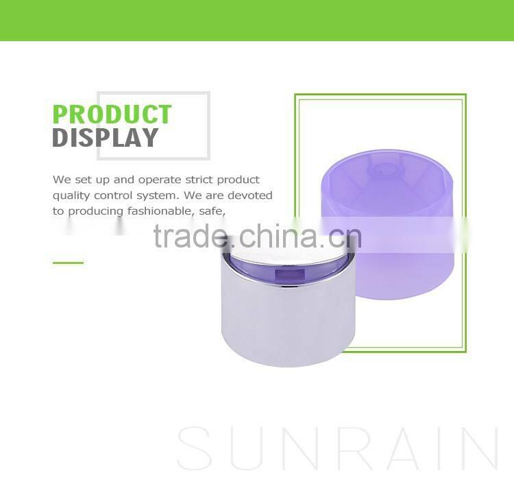 Hot China-made Yuyao nonspill feature push pull cap 24/410 silver press top cap