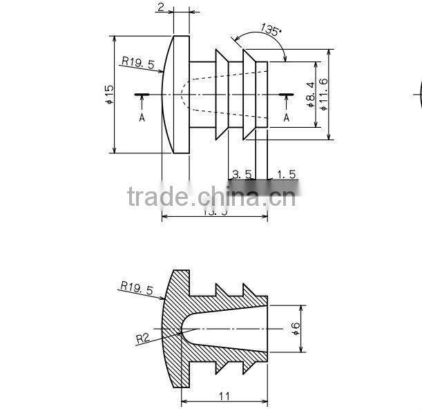 Black Rubber plugs with hole for led lamp housing