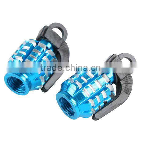2PCS Grenade Car&Motorcycle Tyre Tire Air Valve Cap universal -Blue cool new