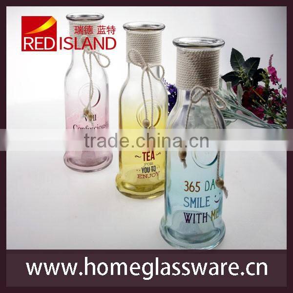 new design large storage decoration glass bottle with string
