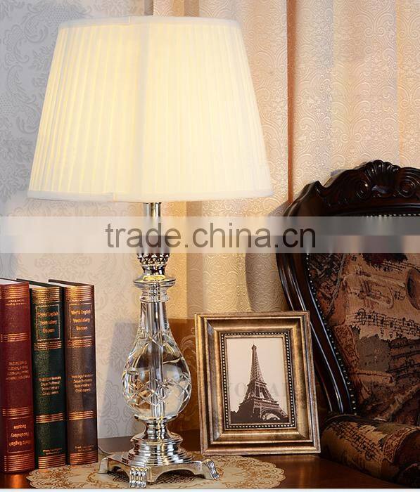 Pineapple design clear K9 crystal table lamp with fabric lampshade
