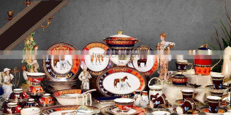 Nobel gallant horse pattern ceramic bone china dinnerware set