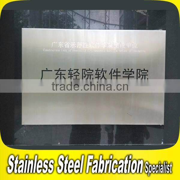 Etching Stainless Steel Metal Number Letter Signage Outdoor Sign Board
