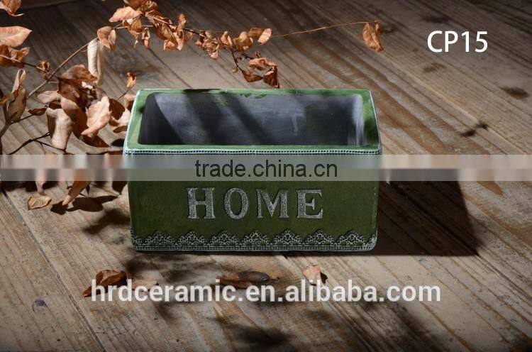 Square decal cement finished decoration flowerpots