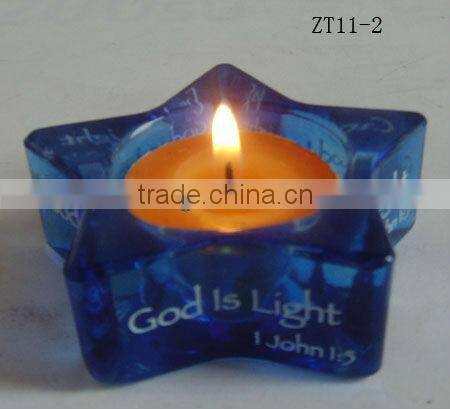 2016 new design unique colorful pentagram glass candle holder
