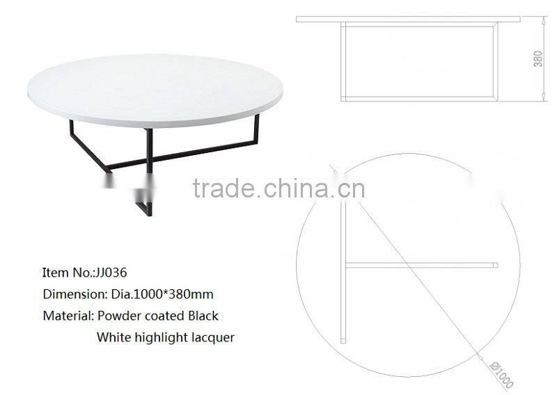 Euro Style white highlight lacquer round coffee table