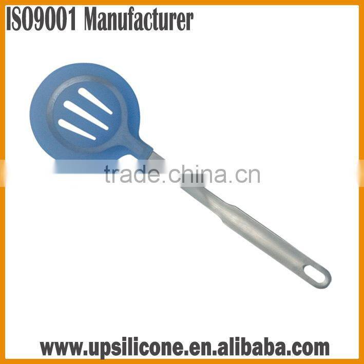 silicone draining spoon with stainless steel handle