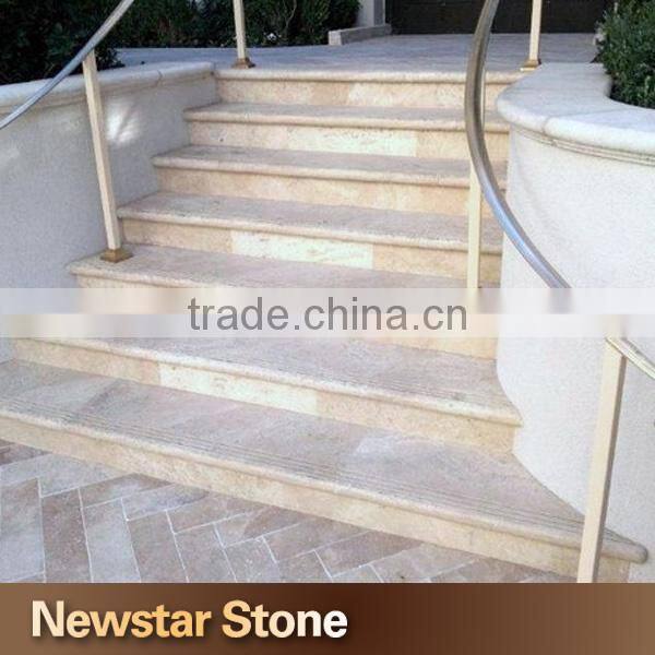 Us standard honed beige color limestone steps limestone staircase