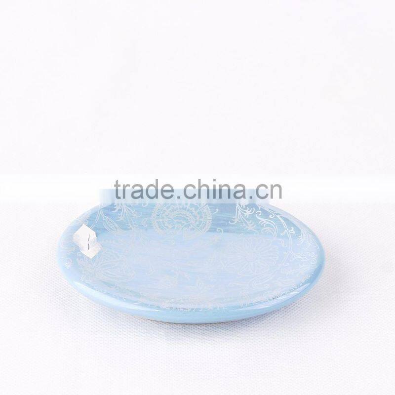 Wholesale Blue Glazed Decal Bathrooms Set Ceramic