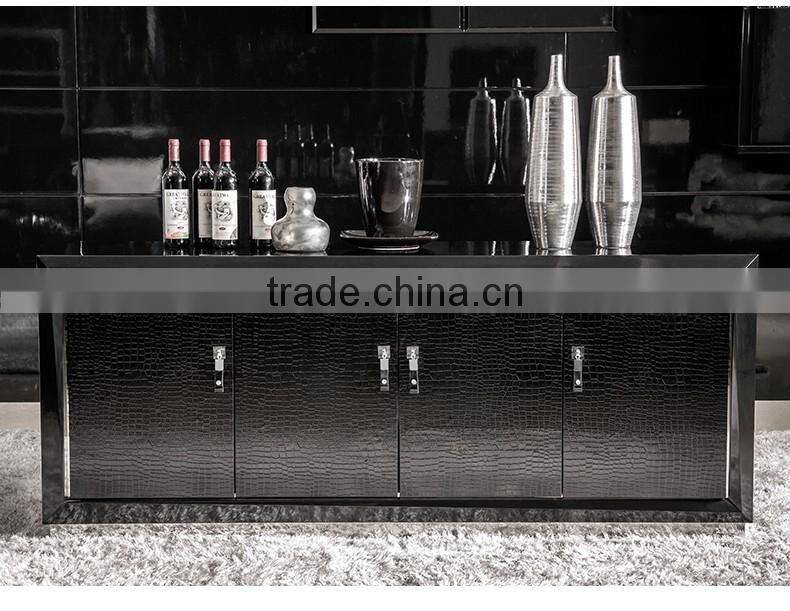 black solid wood leather dining table for home hotel