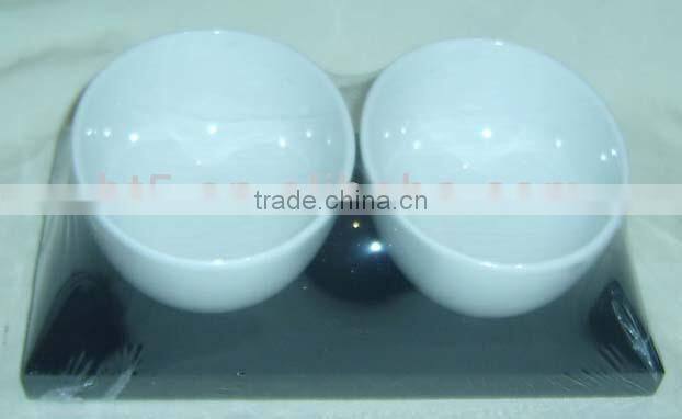 Set of 2 white ceramic serving bowl set,snack tray