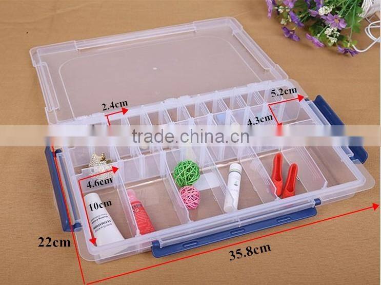 PP Plastic Clear Tool Box Organizer Bin Storage Box With 28 Compartments