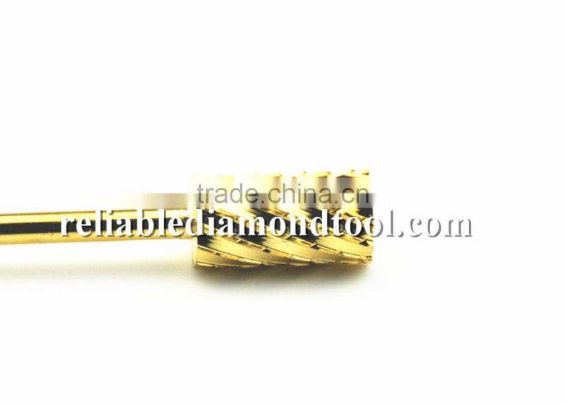 XXX Course Total Length 40MM Shank Diameter Barrel Ball Golden Carbide Burr for Nail HUAXING JIANGYIN