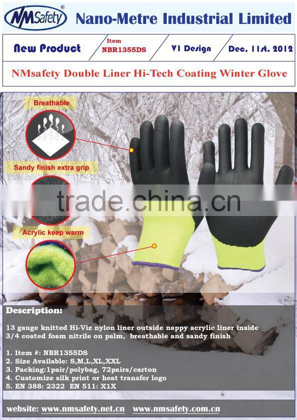 NMSAFETY 2016 China manufacturer Micro foam nitrile glove coated 15G nylon glove