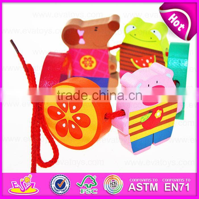2015 Wooden Happy Threading Toys for Kids,Children DIY hand threading toy,Threading educational kids wooden blocks toy W11E041