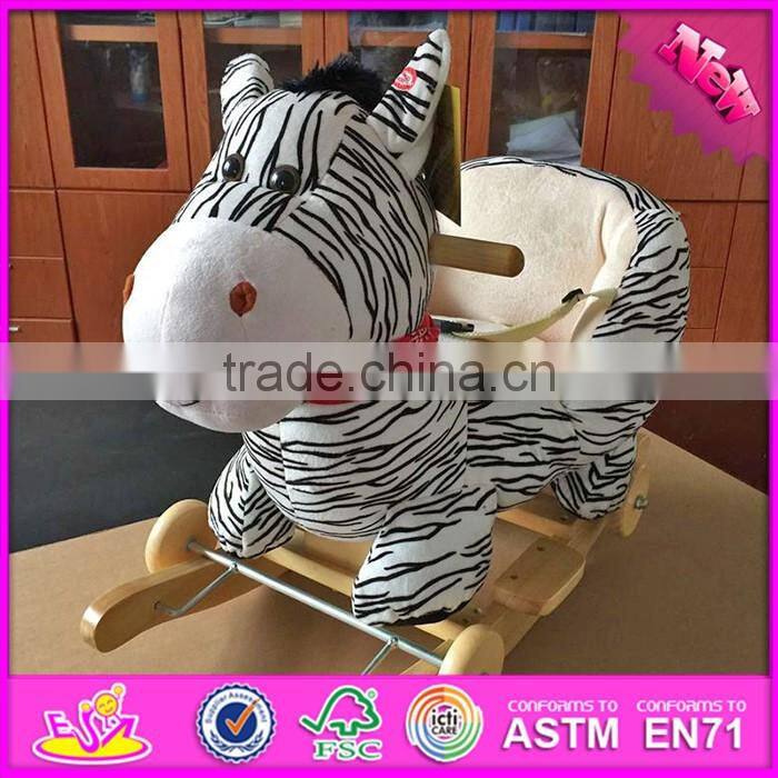 2017 New products baby funny animal with music wooden rocking horse for 2 year old W16D097
