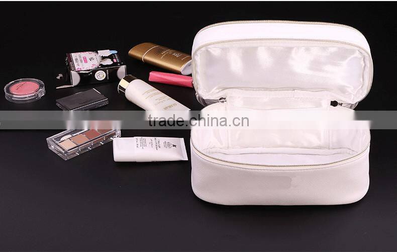 Luxury PU leather 2-layer cosmetic bag case