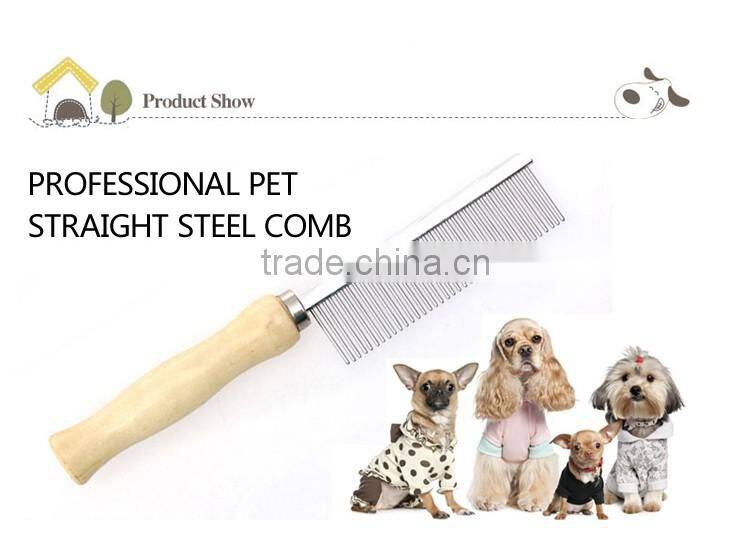 2017 newest wooden handle stainless steel pet comb Hot sale pet products