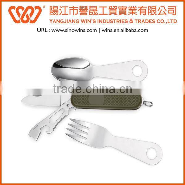 A21-S005-2S Stainless Steel Foldable Travel Cutlery Set with Plastic Handle Chips