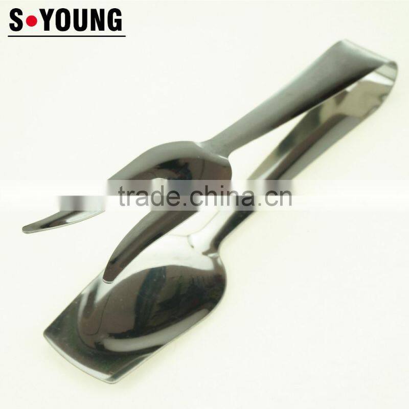 39054 8 Inch Stainless StFeel Kitchen Tongs BBQ Grill Food salad Tongs With Fork