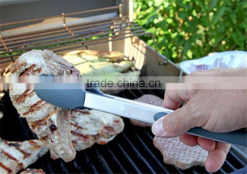 Heat-Resistant 4pcs Silicone Tongs and Food Cooking Thermometer Grill Mat Set