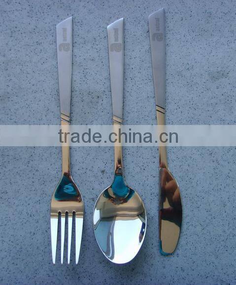 410 stainless steel Partial gold plated flatware,service for 3 birthday and promotional gift flatware wholesale