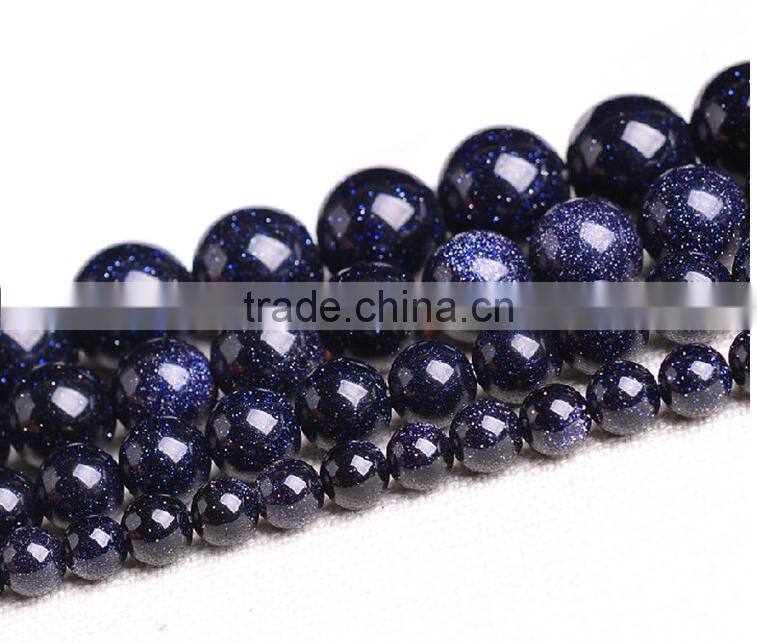 natural blue gold stone round diy beads for jewelry slider beads for bracelets