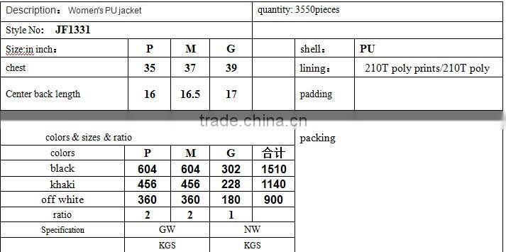 JF1331 lady's leather jackets