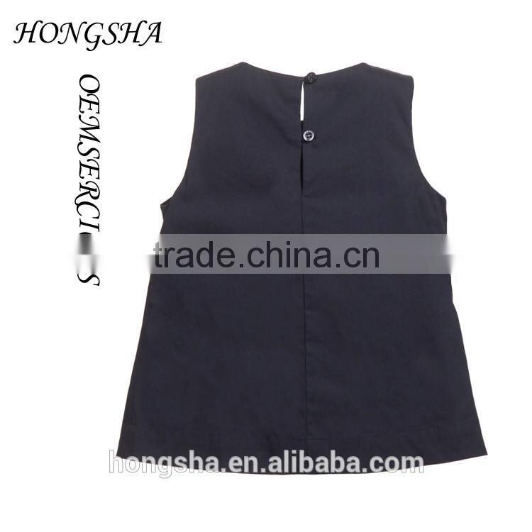 Fashion Baby Girls White & Navy Blue Ruffled Cotton Cutting Blouse Designs HST7741