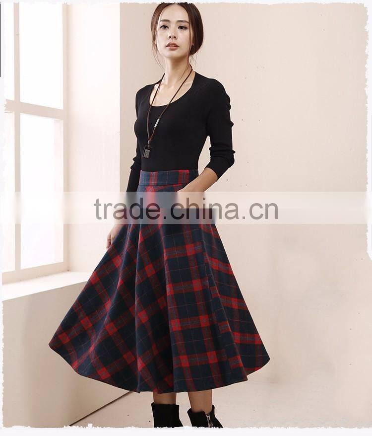 2016 Fashionable pictures ladies school uniform plaid a-line skirts