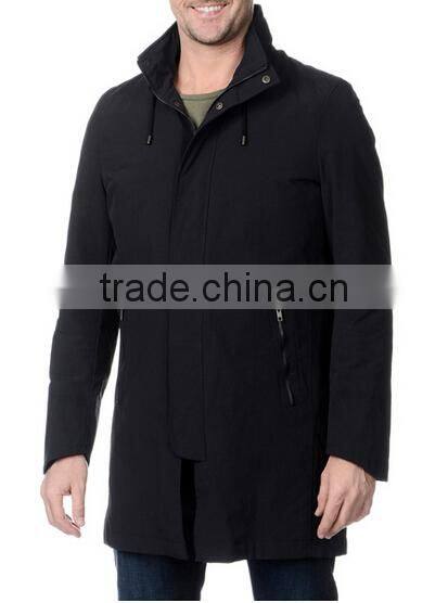 Men's Navy Hooded Raincoat With Removable Lining Jacket