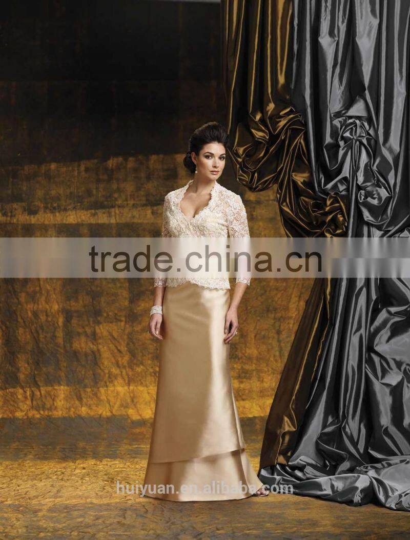 gold long sleeve mother of the bride evening dress