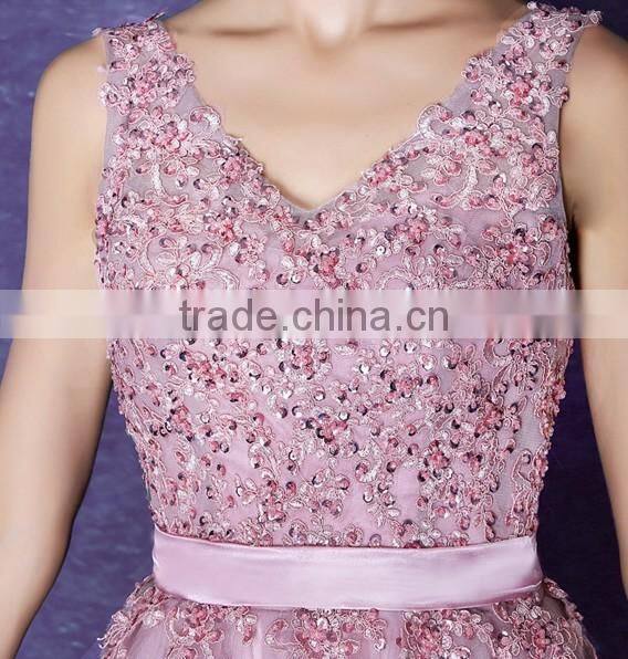 handmade crystal beaded sheath nude evening pink prom dress