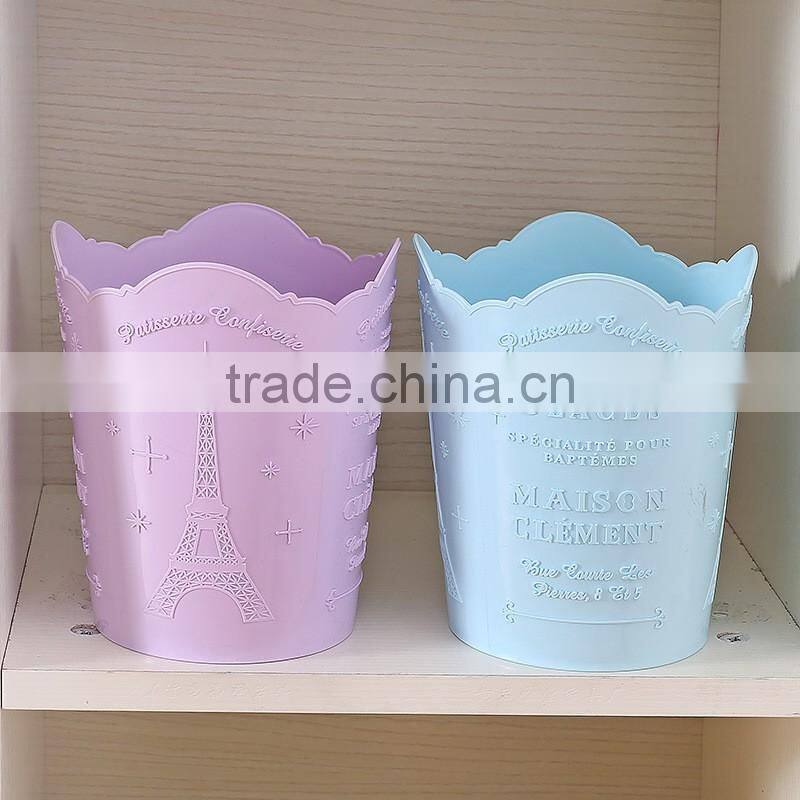 office waste paper garbage open top round plastic trash can