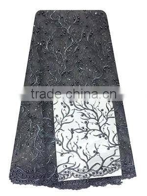 2016 Hot Selling Beaded Embroidered French Lace Fabric With Stones FL1129-2