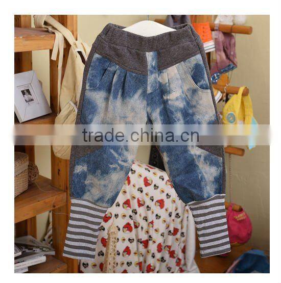 2016 new style Autumn Korea Style kids leather +jeans Pants