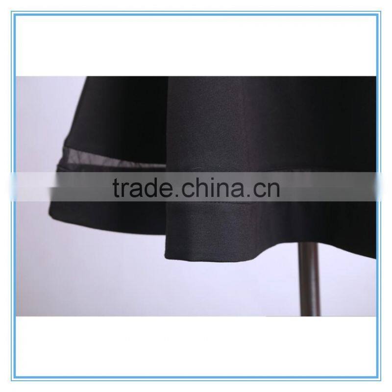 2016New Arrival Ladies Western Dress Designs Skater Short Umbrella Dress With Mesh Insert