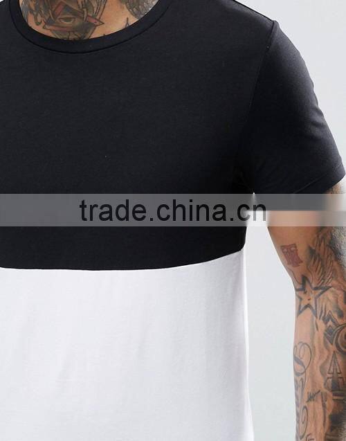 Customize men longline muscle slim fit contrast color blank t-shirt