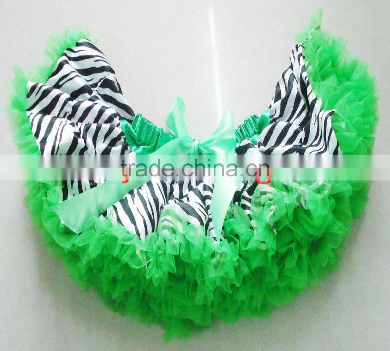 wholesale girls zebra pettiskirt with hot pink chiffon and bowknot,girls fashion tutu skirt