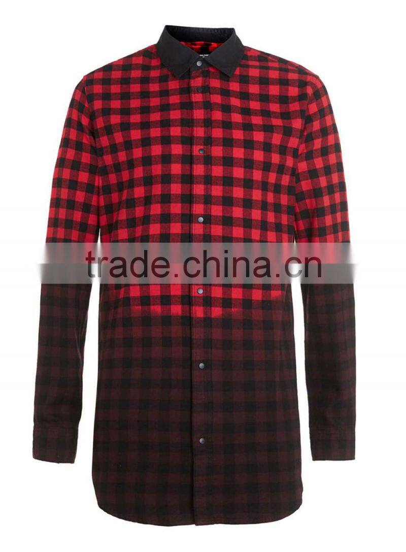 mans extra long plaid dyed shirts latest design