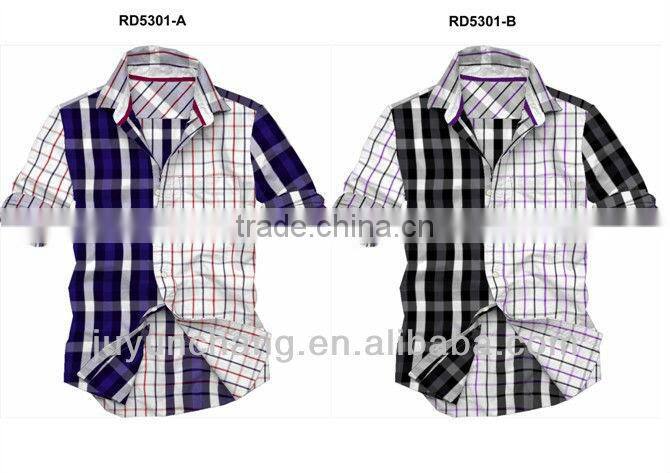 2014 new style yarn dyed short sleeve casual shirt