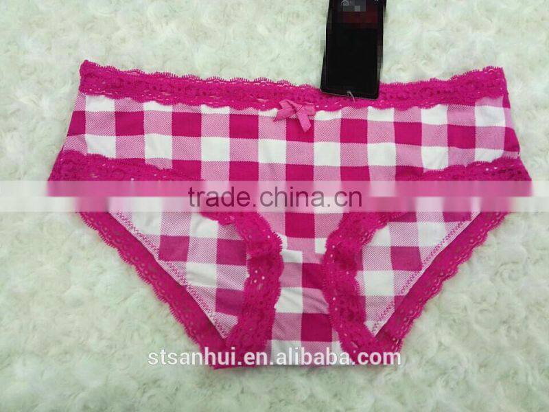 Women wearing sexy panty models with stylish plaids sexy lace trim