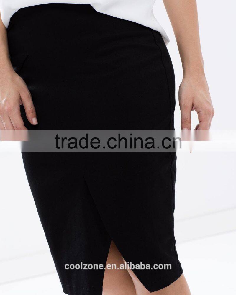 Slim fit cutaway front ladies office wear wrap skirt fashion 2015
