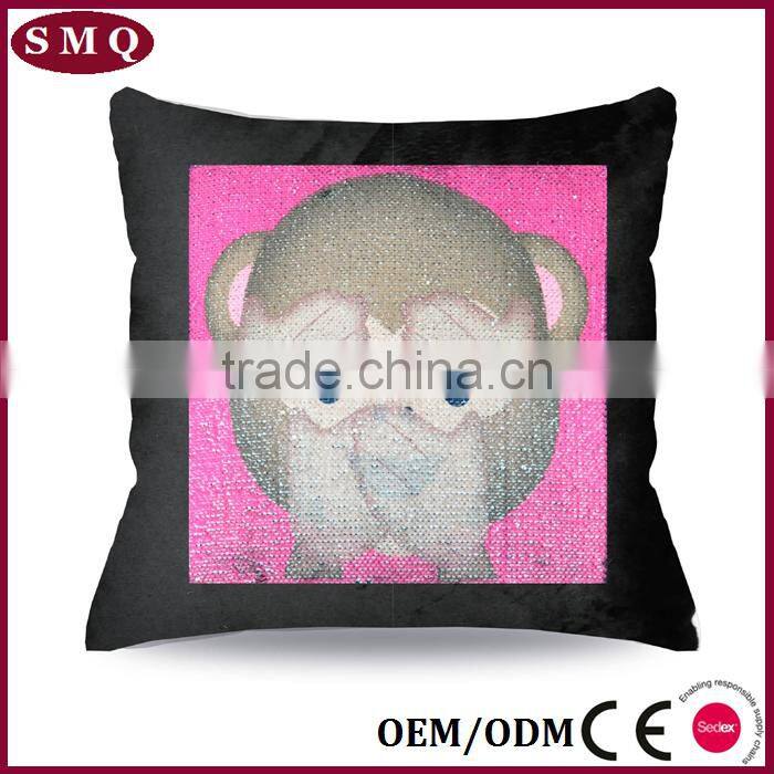 emoticon emoji embroidered sequin pillow cushion cover