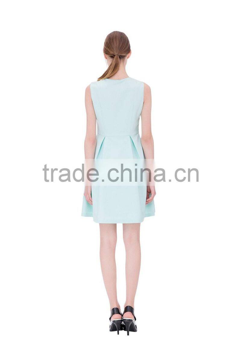 Ladies zipper-up sleeveless slim fitness normal dress wholesale